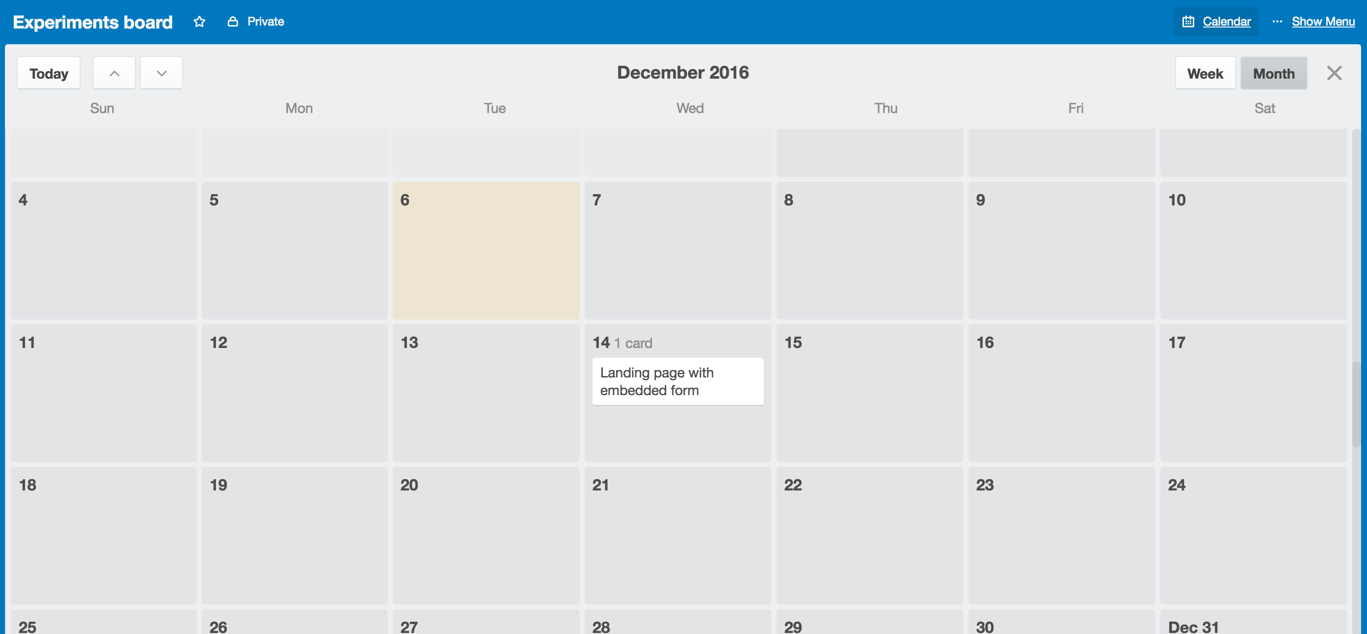 running experiments calendar as product manager
