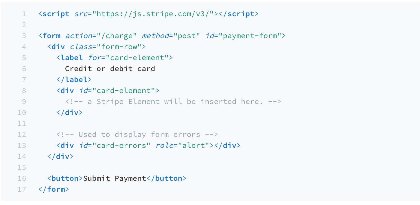 snippet for creating payment forms