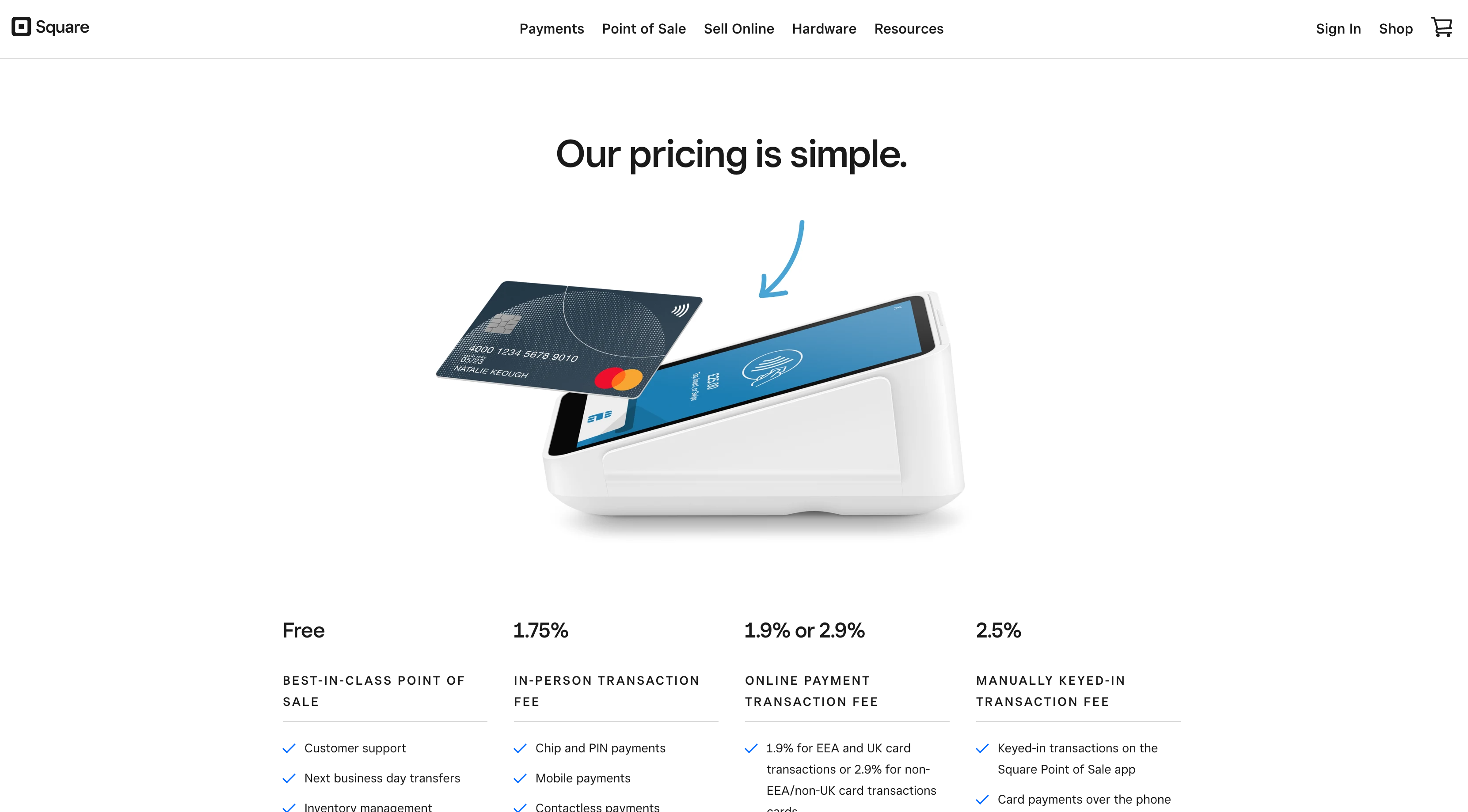 Square payments SaaS pricing model