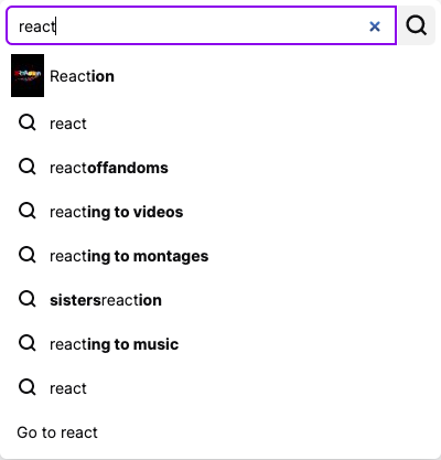 search suggestion using React component