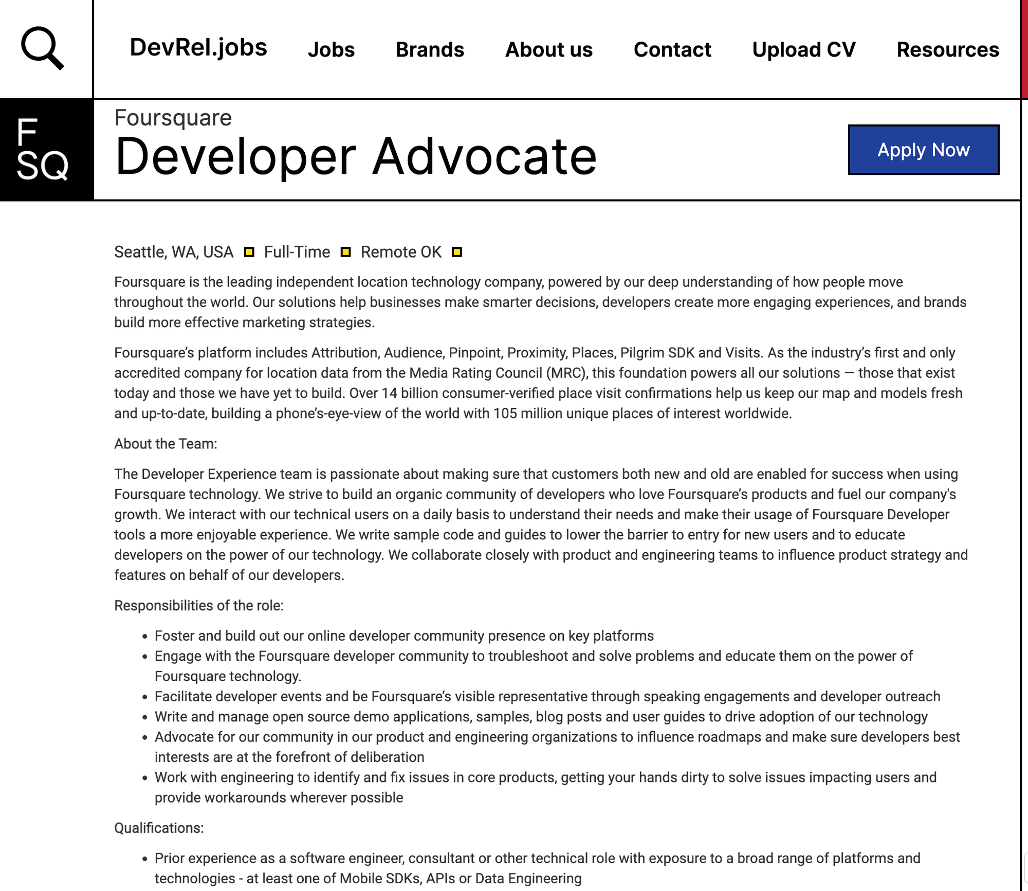 Developer advocate at FourSquare